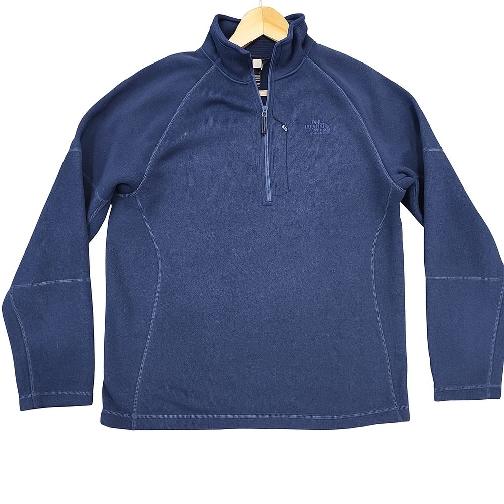 The North Face Men's Blue Qrtr Zip-Up Thicker Sweater